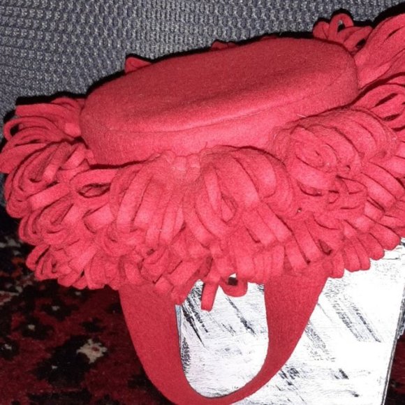 Haute History | Red Felt, Pill Box Hat main image 4